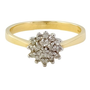 9ct gold Diamond Cluster Ring size M